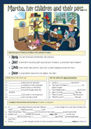 English Worksheet: Martha, her chidren and their pets...