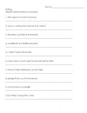 English worksheet: Editing Worksheet