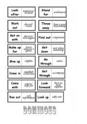English Worksheet: Phrasal Verbs Domino