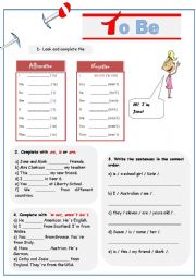 English Worksheet: to be - simple present