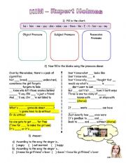 English Worksheet: Him - Song to work with pronouns