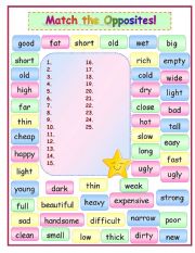 English Worksheet: Match the Opposites!