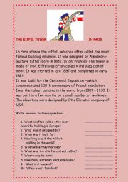 English Worksheet: THE EIFFEL TOWER