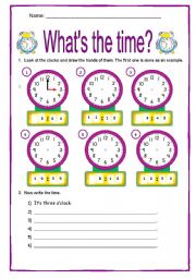 English Worksheet: Whats the time?