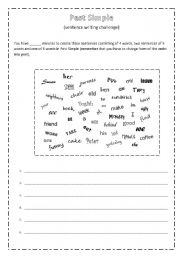 English Worksheet: Past Simple - sentence writing challenge