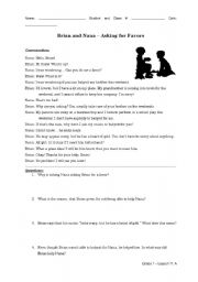 English Worksheet: Nana and Brian - Asking for Favors