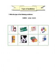 English worksheet: medicine