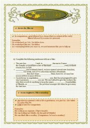 English Worksheet: as - like