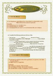 English Worksheet: as - like