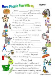 English Worksheet: 3 pages of Phonic Comics with ea head: worksheet, comic dialogue and key (#33)