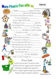 English Worksheet: 3 pages of Phonic Comics with ea head: worksheet, comic dialogue and key (#33)