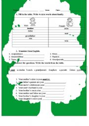 English Worksheet: family dictation