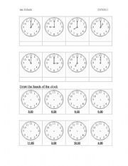 English Worksheet: Clock Sheet