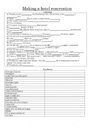 Hotel Reservation Worksheet