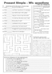 Wh- Questions in the Present Simple (not for subjects)