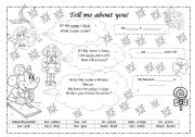 Tell me about you! Colours, numbers, name, age. For kids!
