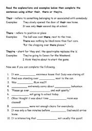 English worksheet: There, there and theyre worksheet 1