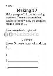 English worksheet: Making 10