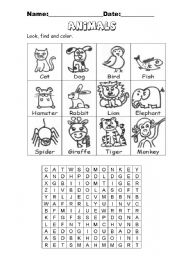 English Worksheet: Animals