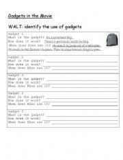 English worksheet: Stormbreaker gadget worksheet