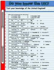 English Worksheet: Do you know the UK