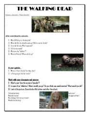 English Worksheet: THE WALKING DEAD- SEASON 1- EPISODE 1