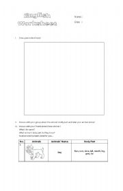 English worksheet: animal