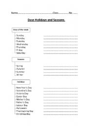 English worksheet: Seasons