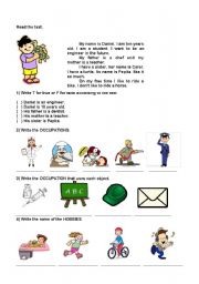 English worksheet: OCCUPATIONS AND HOBBIES