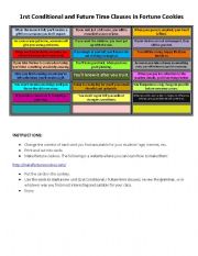 English Worksheet: 1rst Conditionals and Future Time Clauses With Fortune Cookies