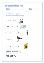English Worksheet: 3rd Grade Revision Test