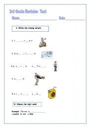 English worksheet: 3rd Grade Revision Test