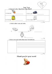 English worksheet: Toys