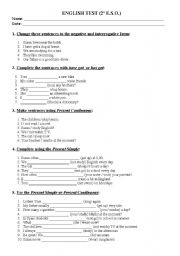 English Worksheet: exam 2 ESO