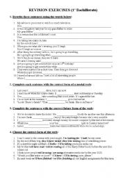 English Worksheet: revision for 1 Bachillerato