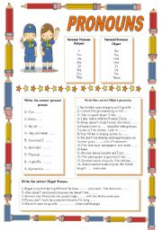 English Worksheet: PRONOUNS