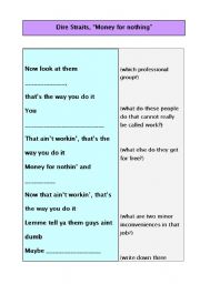 English worksheet: Dire Straits, 