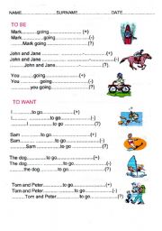 English worksheet: To be / To want worksheet