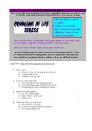 English worksheet: Reading about stress