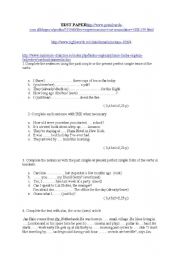 English Worksheet: TEST PAPER