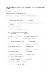 English Worksheet: Will or going to
