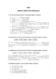 English Worksheet: Present simple and continuous