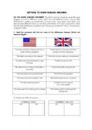 English Worksheet: British / American English