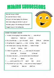English Worksheet: Making suggestions and Giving opinions
