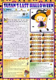 English Worksheet: Susans  last Halloween-Past Simple (Key included)