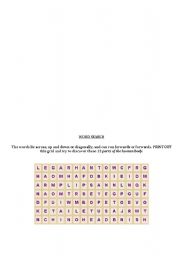 English Worksheet: Word search-Parts of the Human Body