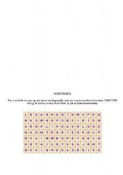 English worksheet: Word search-Parts of the Human Body