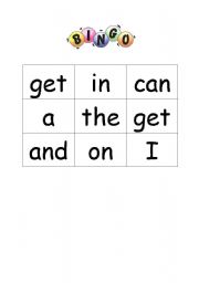 English worksheet: Sight words BINGO