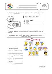 English Worksheet: Lisa Simpsons Family