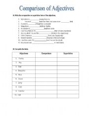 English Worksheet: Comparison of Adjectives